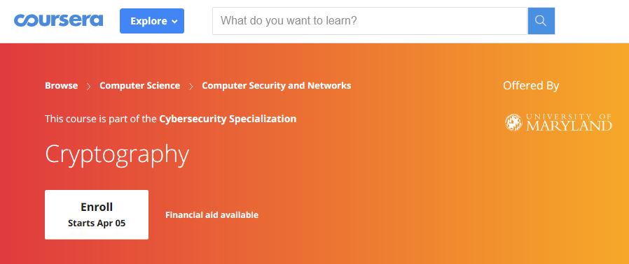 Coursera ethical hacking course.