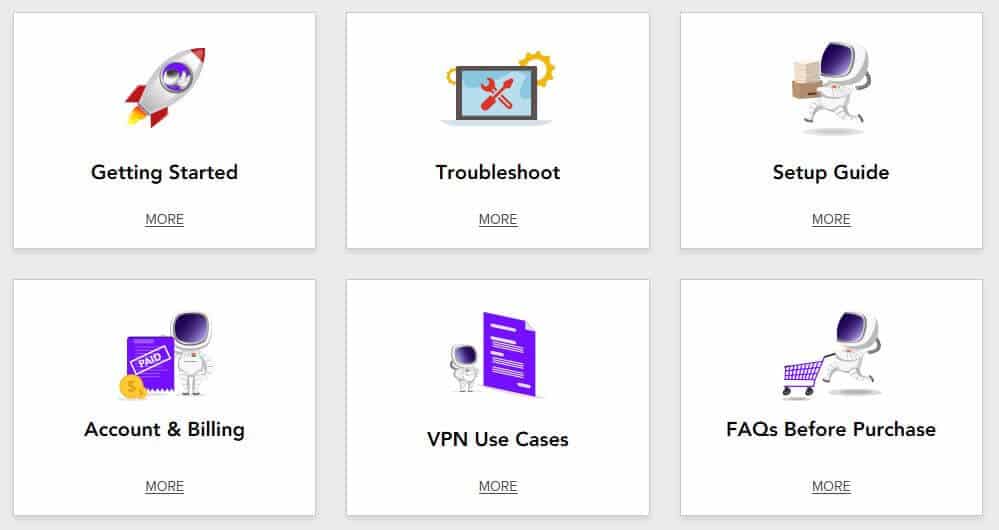 PureVPN's support center.