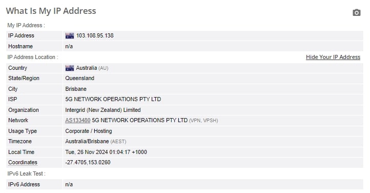 IP leak test.