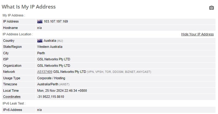 IP leak test.