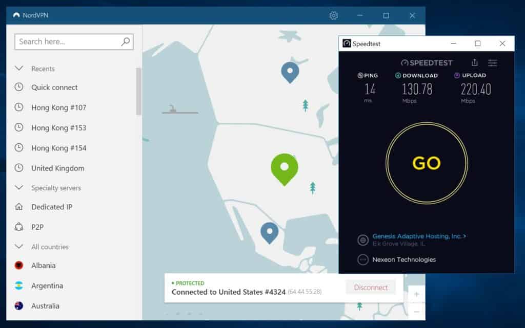 test de vitesse nordvpn
