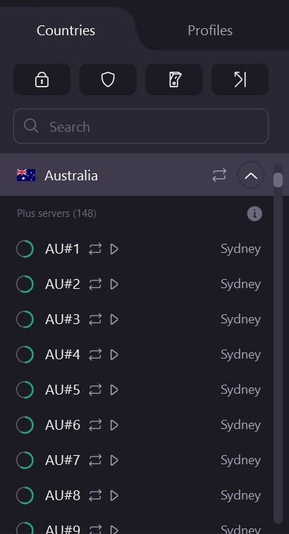 ProtonVPN's Australian servers.
