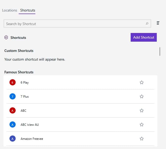 PureVPN Shortcuts.