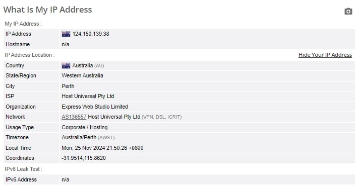 IP leak test.