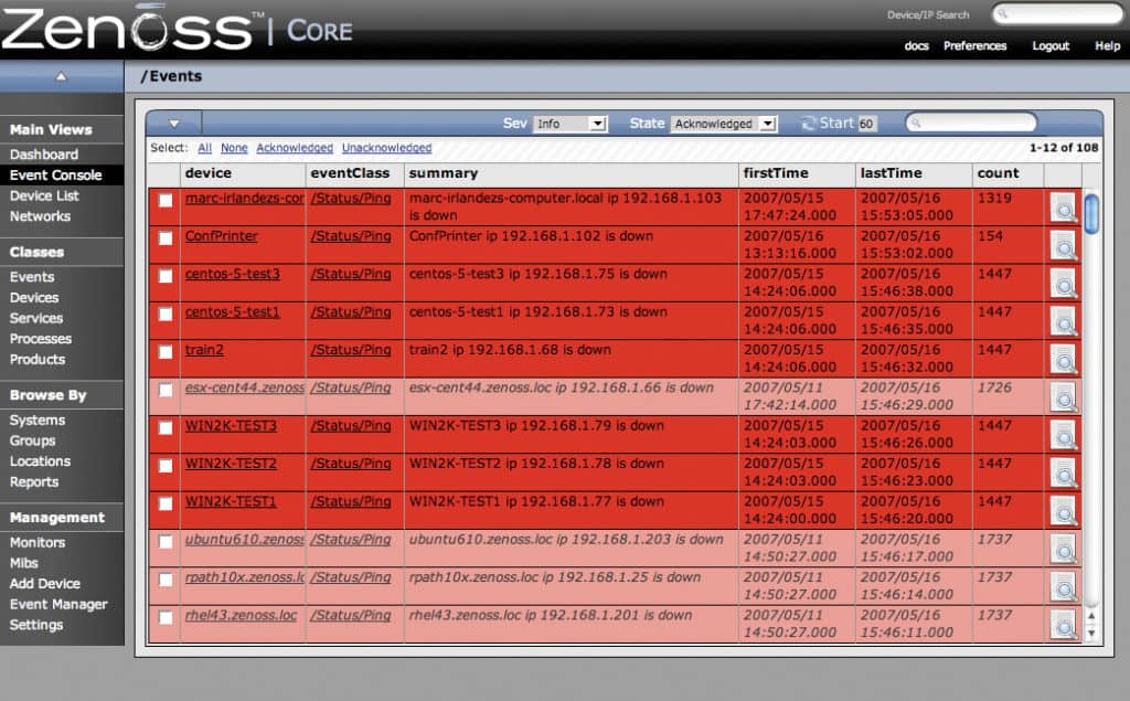 Zenoss Core Events