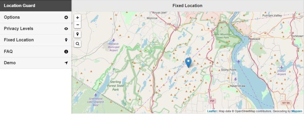 Location Guard Fixed Location page.