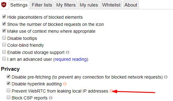 ublock origin webrtc
