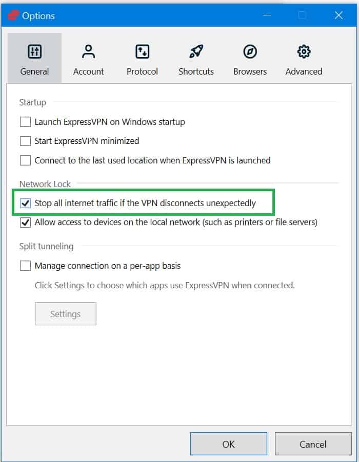 Kill-Switch-Option von ExpressVPN