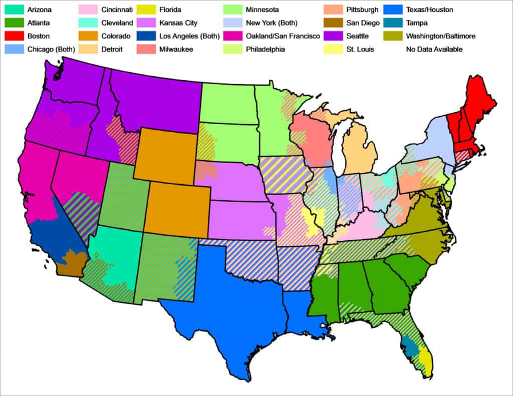 MLB Blackout map