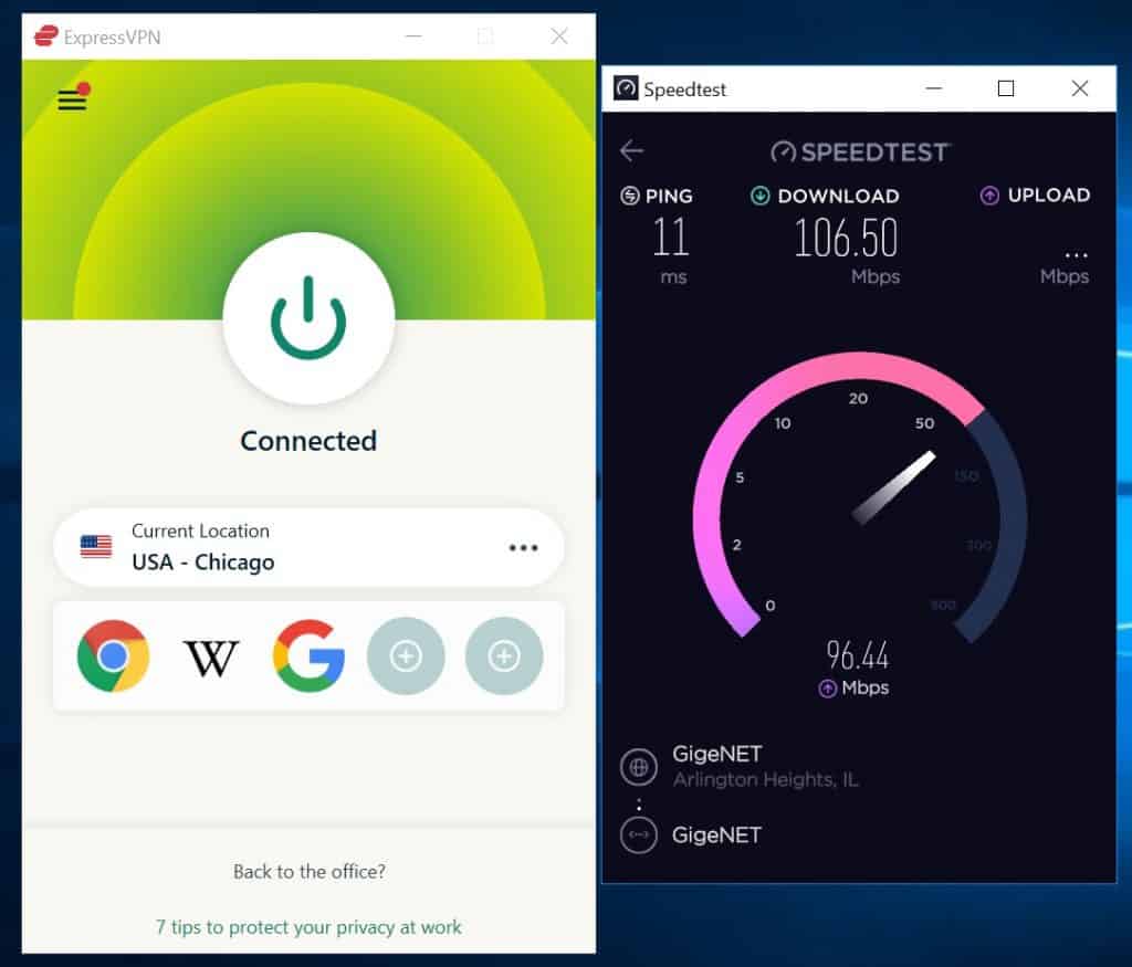 Prueba de velocidad de ExpressVPN