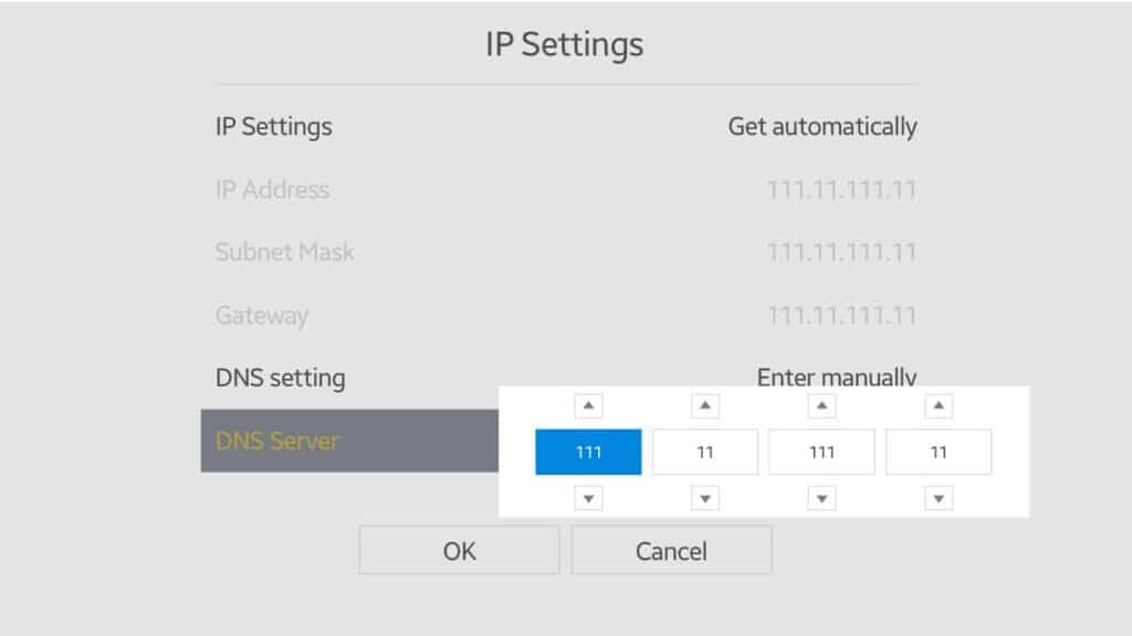 Samsung Smart-TV DNS-Konfiguration