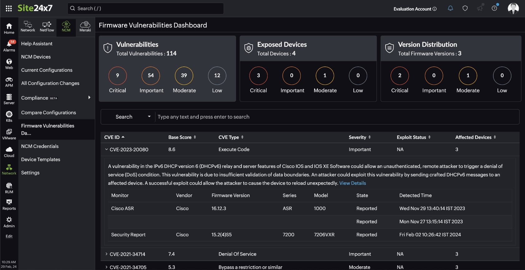 site24x7 network configuration manager network and backup