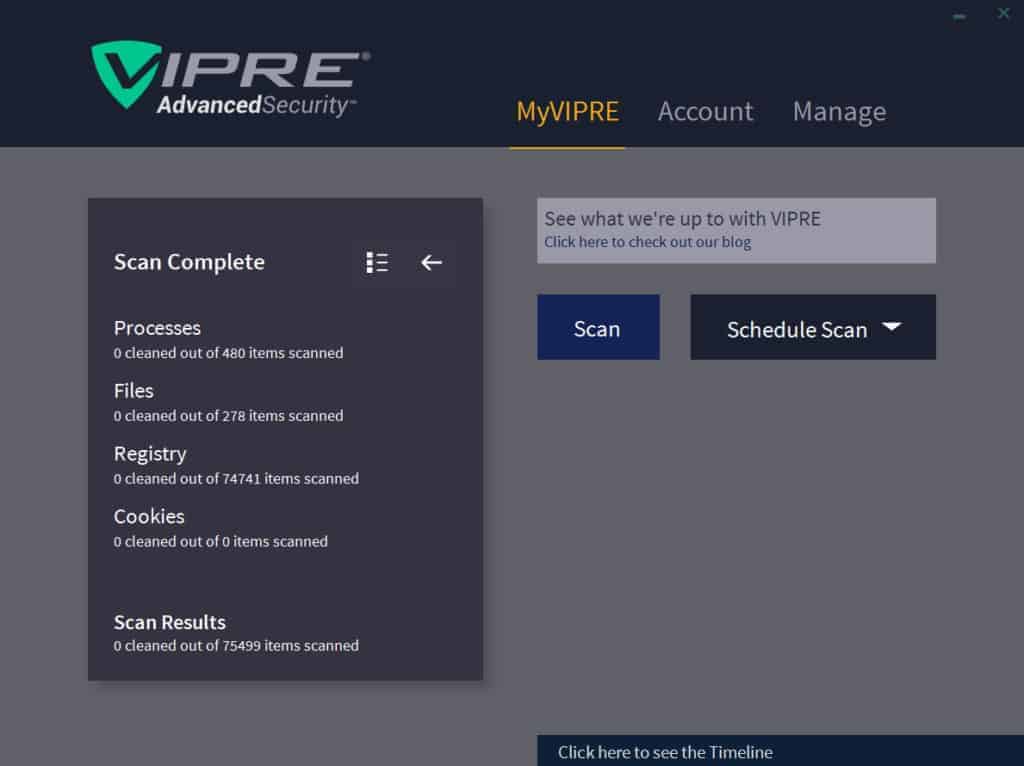vipre antivirus interface
