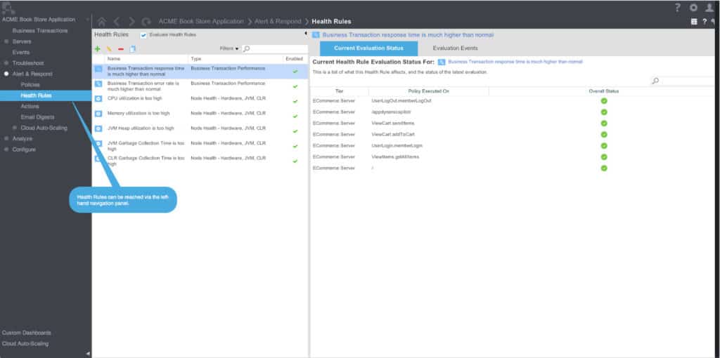 AppDynamics Alerts screenshot
