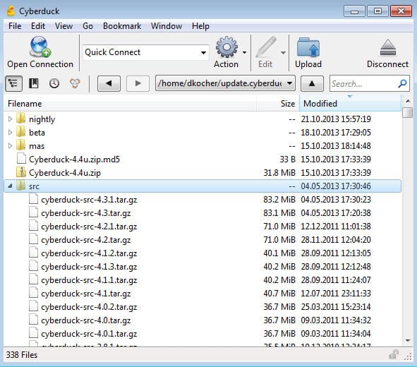 CyberDuck is available for Windows and macOS; this is the Windows version