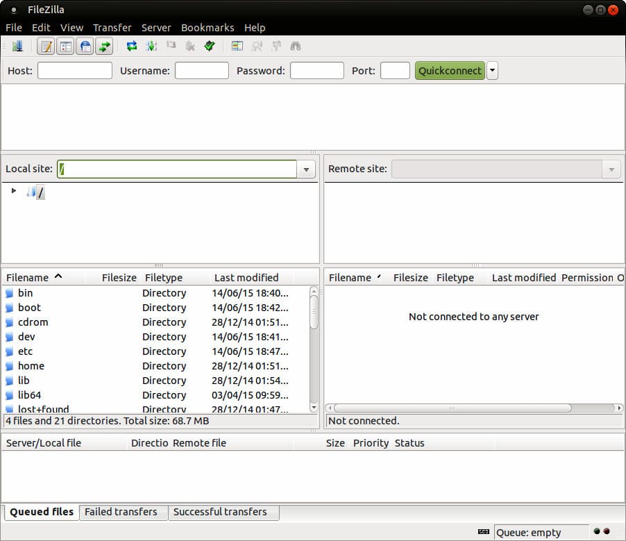 FileZilla has a straightforward drag-and-drop interface