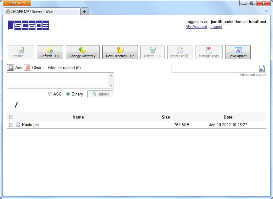 JSCAPE allows manual transfers as well as automated workloads