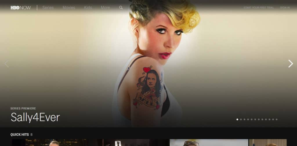 HBO Now homepage screenshot