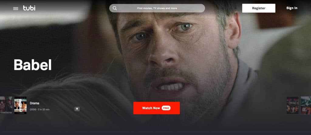 Tubi homepage screenshot