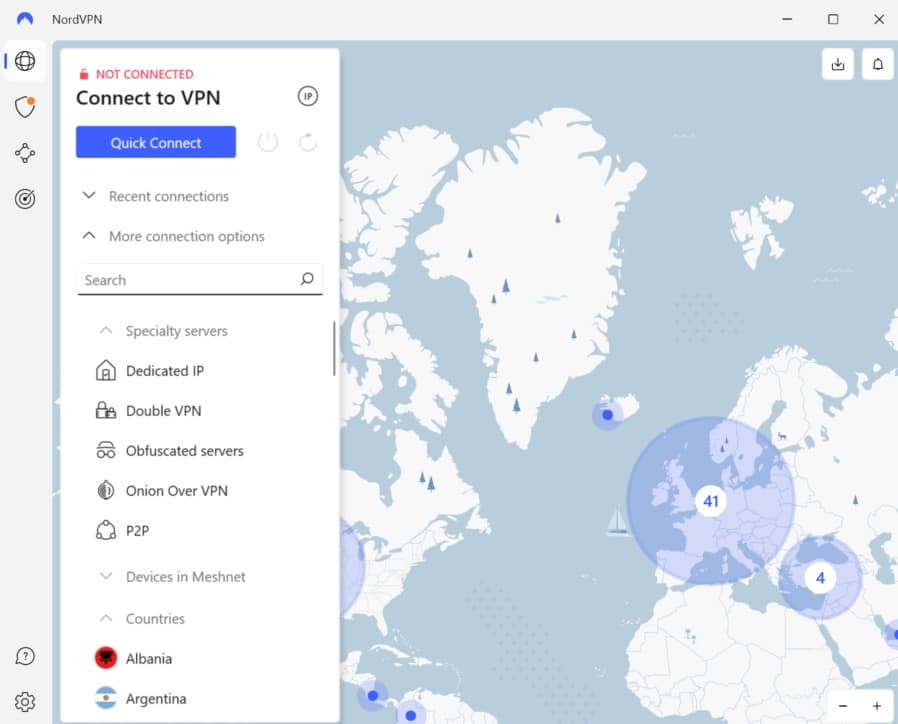 NordVPN windows screenshot jan 2024