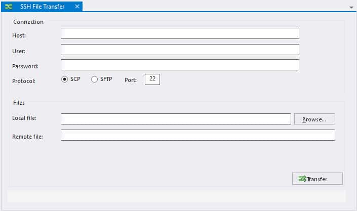 The SFTP utility is built into the mRemoteNG interface