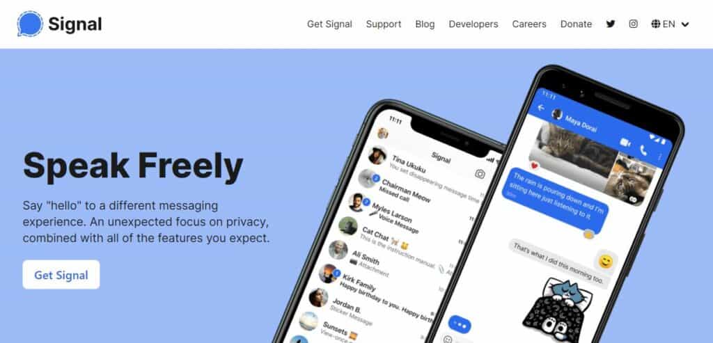 Signal homepage.