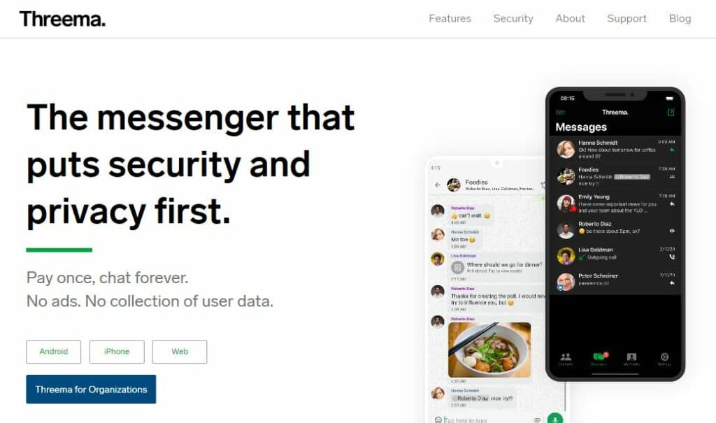 Threema homepage.