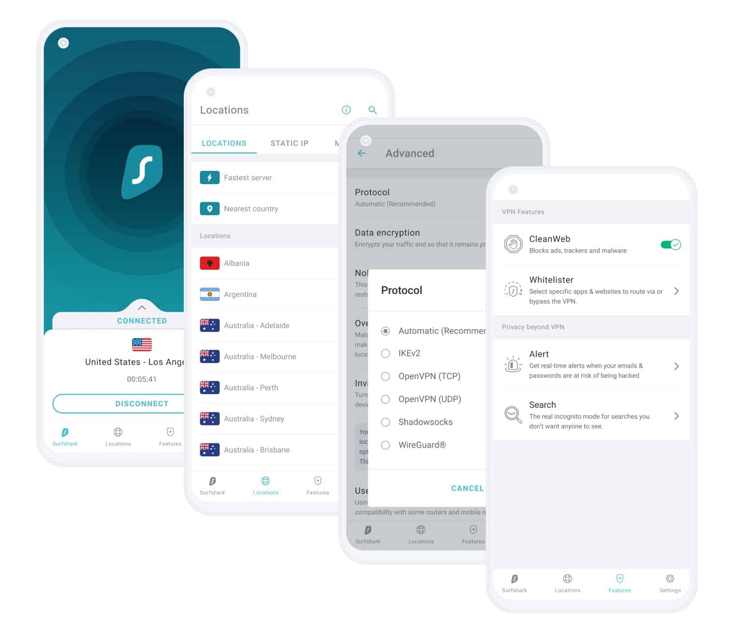 surfshark mobile app screen