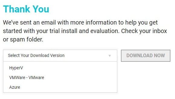 SolarWinds SEM Version Download Selection
