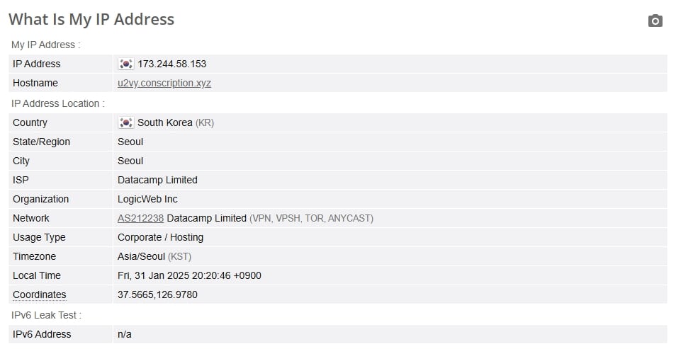 IP leak test.