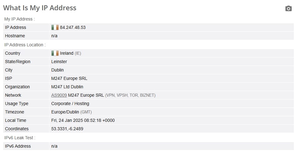 IP leak test.