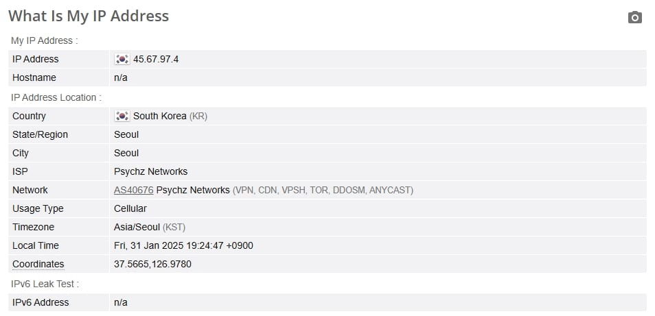 IP leak test.