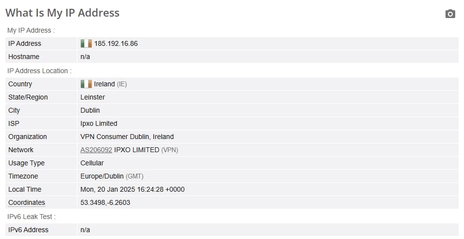 IP leak test.
