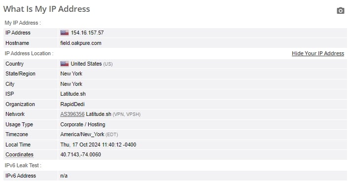 IP leak test.