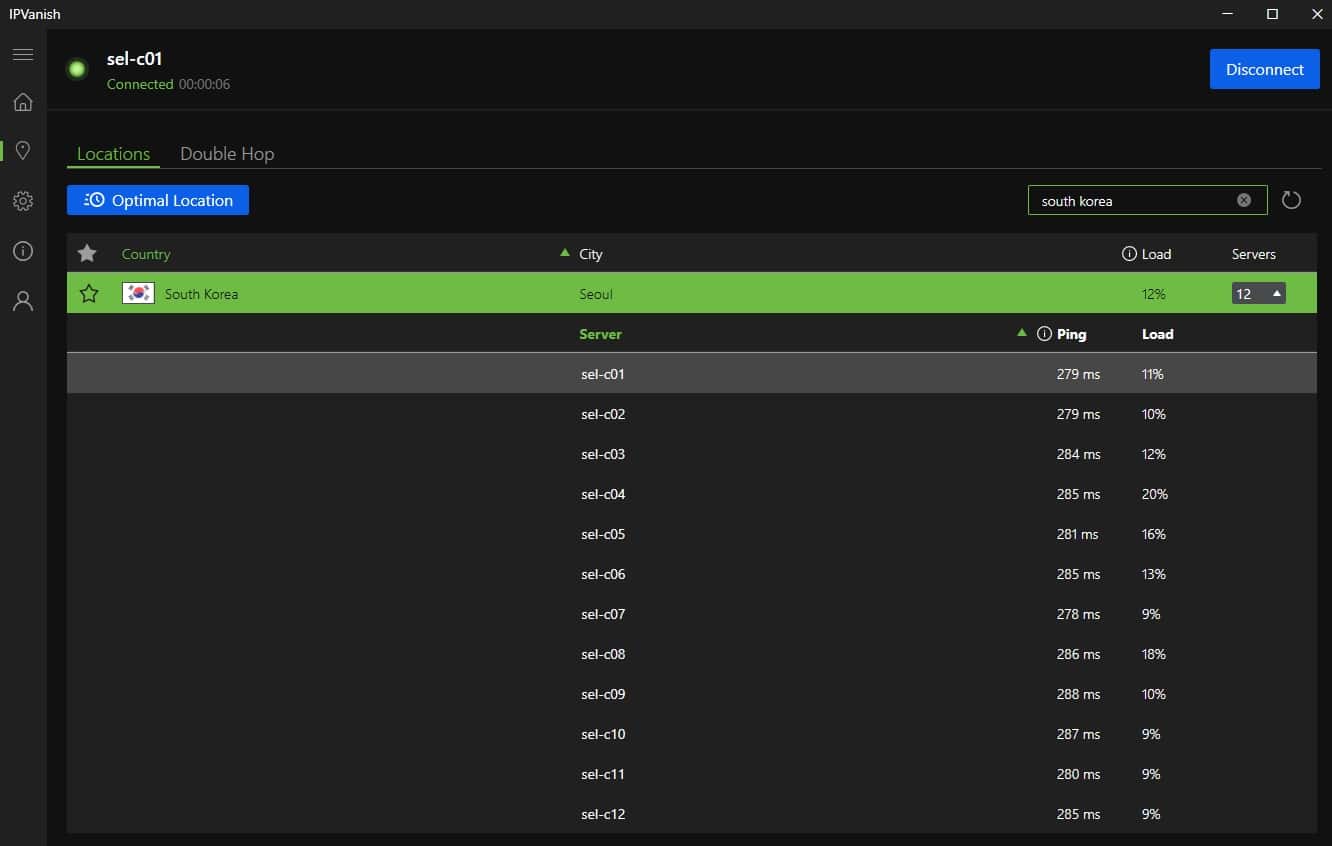 IPVanish servers South Korea.