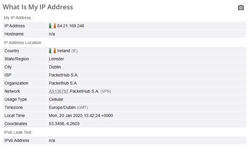 IP leak test.