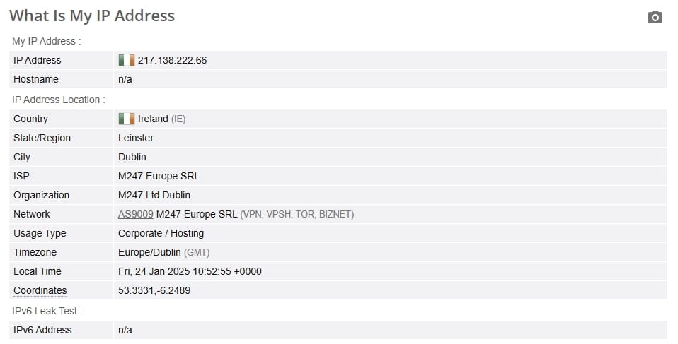IP leak test.