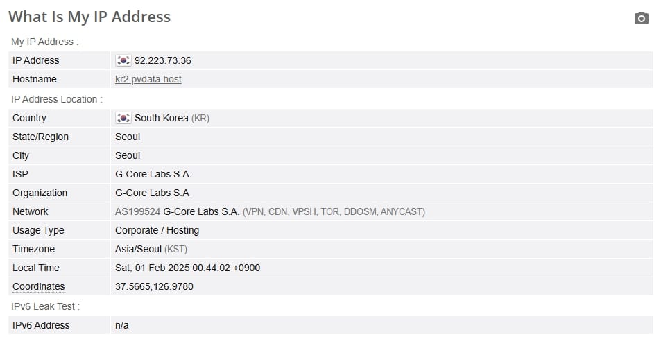 IP leak test.