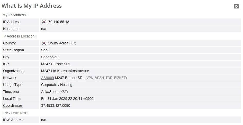 IP leak test.