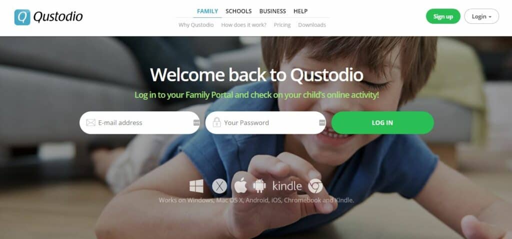 Qustodio homepage.