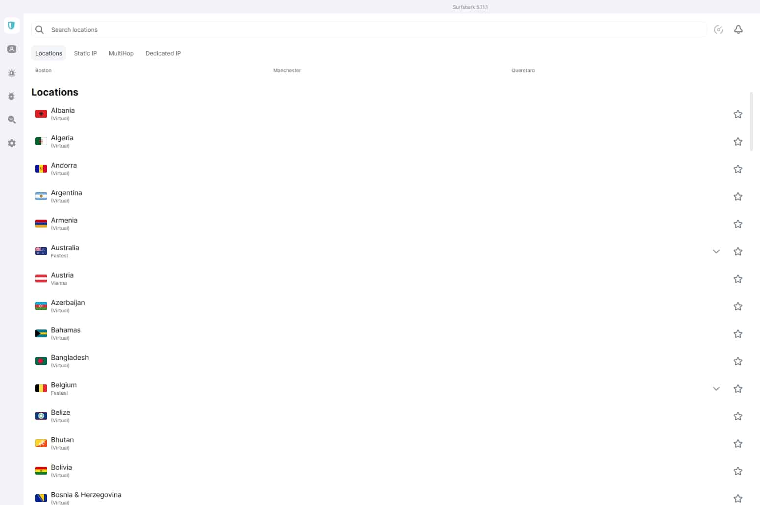 Surfshark servers.