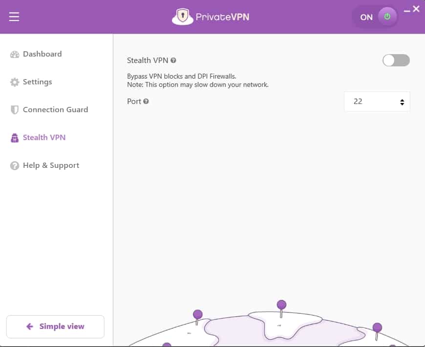 PrivateVPN's Stealth mode.