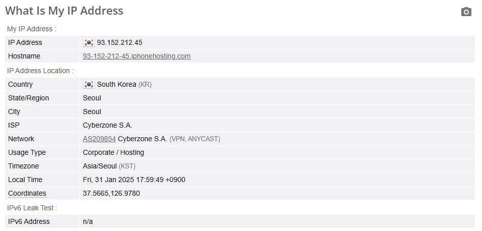 IP leak test.