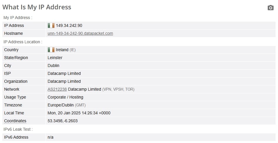 IP leak test.