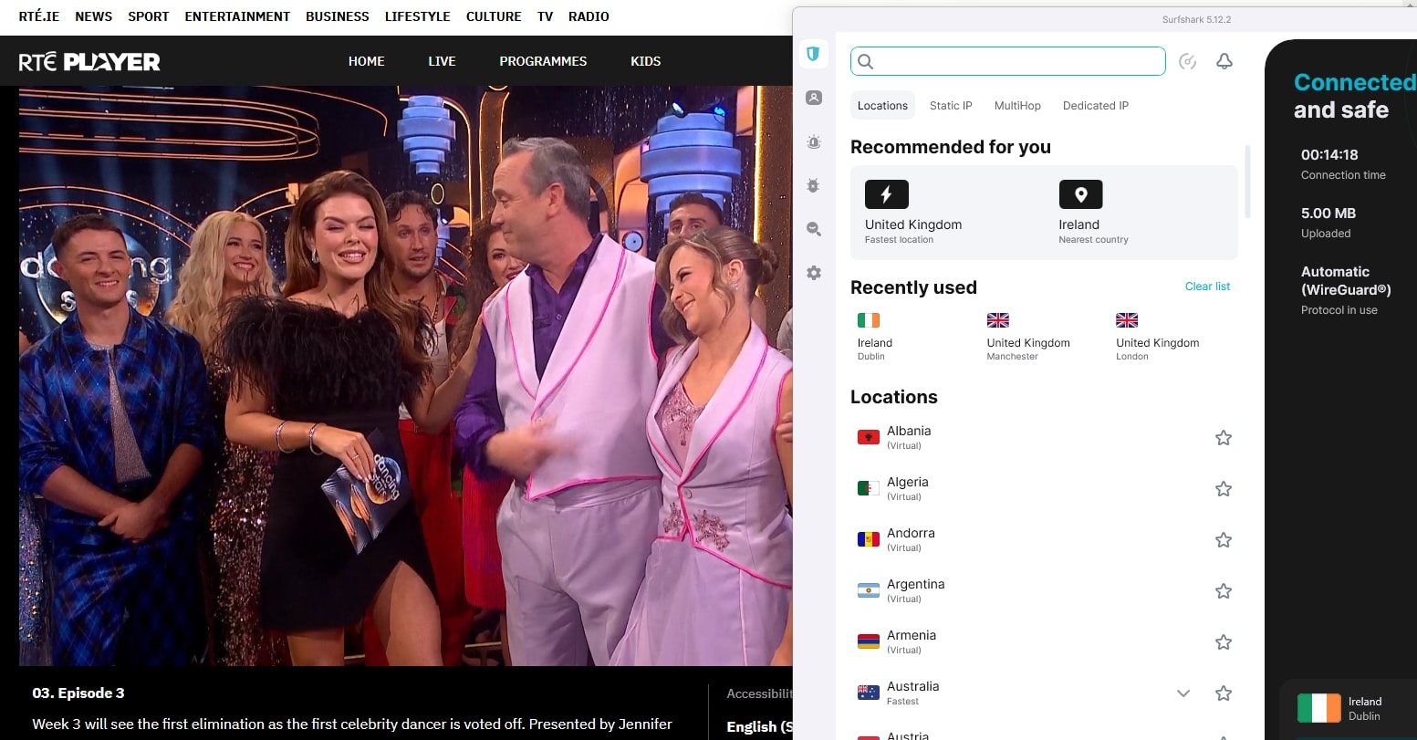 Streaming RTE Player.