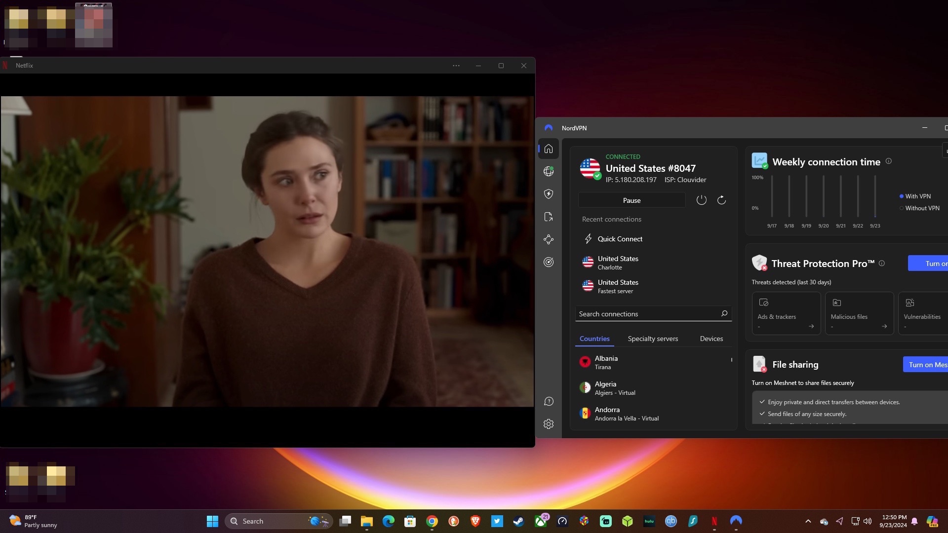 Streaming Netflix with NordVPN.