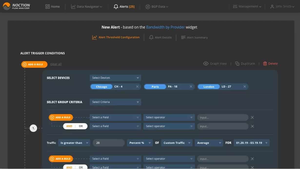 Noction Flow Analyzer Alerts