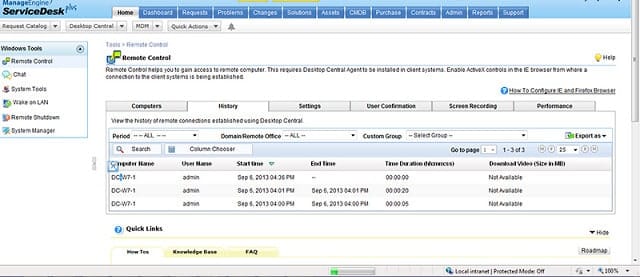 ServiceDesk Plus dashboard