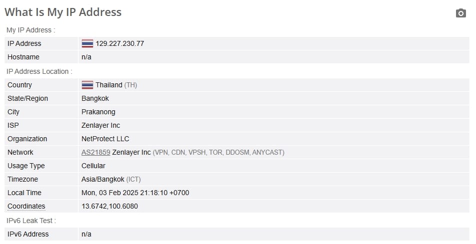 IP leak test.