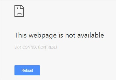 page not available connection reset